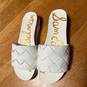 Sam Edelman Adalay Bright White Woven Slide Sandals size 8.5 EUC
